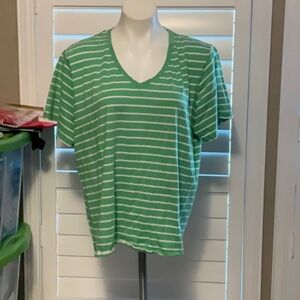 Great Northwest Clothing Company Green Striped V-Neck Tee
